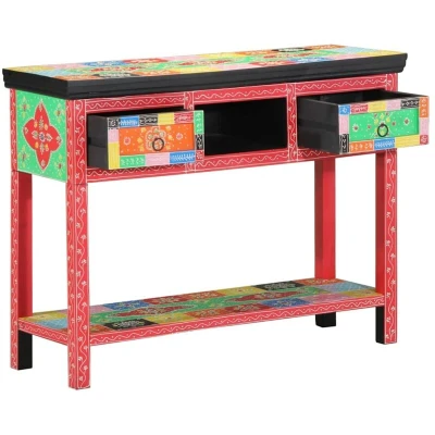 Image of vidaXL Multi Colored Console Table 100x30x75 cm Made of Solid Mango Wood