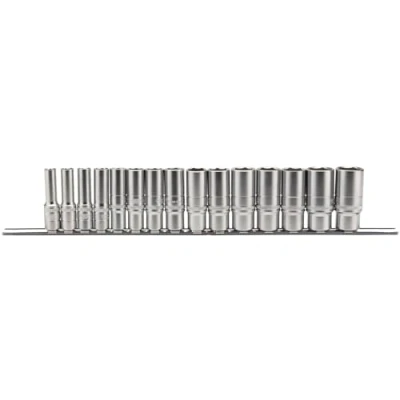 Image of Draper Metric Deep Socket Set on a Metal Rail, 3/8&quot; Sq. Dr. (15 Piece)