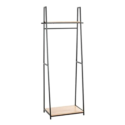 Image of HAKU Mobel Standing Wardrobe Oak, Black, Mdf, Metal Size: W 68 cm X H 166 D 40 cm, Style: Modern
