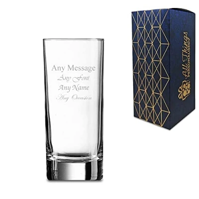 Image of Personalised Engraved 290ml Bar Line High Ball Gift Box Wedding Birthday Christmas