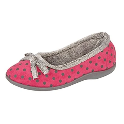 Image of Womens MEMORY FOAM Full Pink Slippers Size UK 3 8 OUTDOOR SOLE (6)