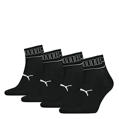 Image of PUMA 4 Pairs Quarter Socks Black 2.5 5 (35 38)