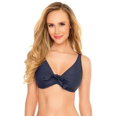 Image of Vivisence 3202 Underwired Non Padded Bikini Top Smooth Made in EU, Dark Blue,40E