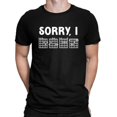 Image of Sorry I DGAF Funny Guitarist Guitar Tab Joke Slogan Mens T Shirt Black (M)