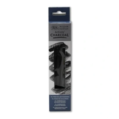 Image of Winsor &amp; Newton x Thick Charcoal Sticks, Willow, Pack of 12, 12 Count (Pack 1)