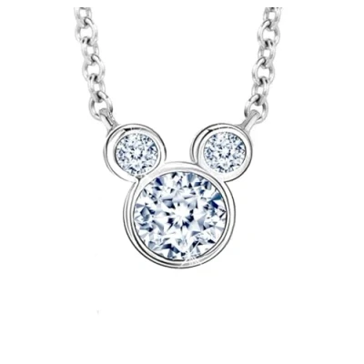 Image of Kaguyo Silver Necklace for Women 925 Sterling Clear Zirconia Cute Mouse Pendant Girls and Kids Birthday Gift