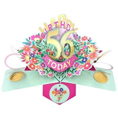 Image of Happy 56th Birthday 56 Today Pop Up Greeting Card Love Kate&#039;s Cards Her POP215MC56