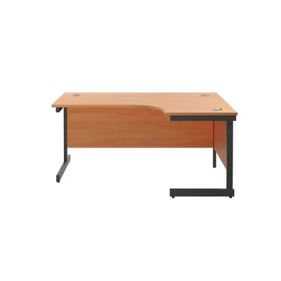 Image of Jemini Radial Right Hand Single Upright Cantilever Desk 1800x1200x730mm Beech/Black KF819820
