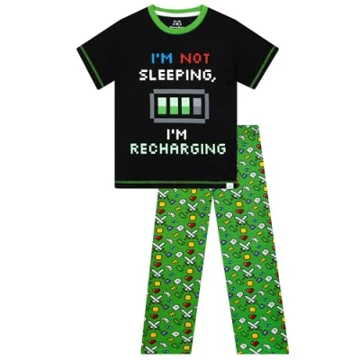 Image of Harry Bear Boys Gaming Pyjamas Glow in the Dark Green Age 10 to 11 Years