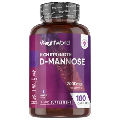 Image of High Strength Pure D Mannose Capsules 2000mg 180 Naturally Sourced (Not Tablets or Powder) Additives Free &amp; Vegan 2 Months Supply 666mg per Capsule