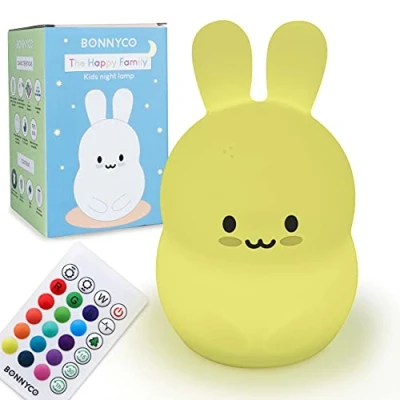 Image of BONNYCO Light Kids with Remote &amp; Touch Control 16 Colours Night Lights Rabbit Baby Timer Silicone 100% BPA Free Lamp Cute Gifts for Girls and Boys