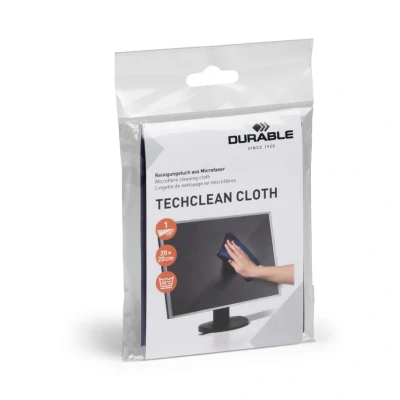 Image of Durable TECHCLEAN Large Premium Microfibre Cleaning Cloth for TVs, iPads, Glasses, Camera Lens, Phone Screens, Spectacles and Tablets Blue 20 x 20cm