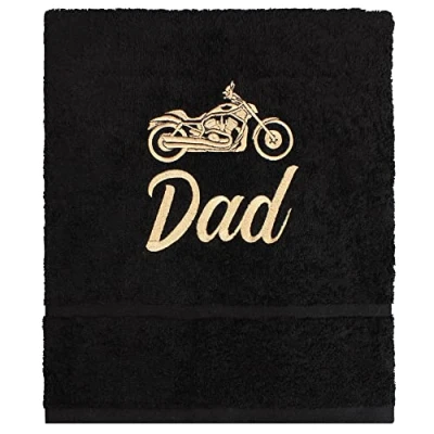 Image of TeddyTs Personalised Motorbike Gift Towel with Gold Embroidered Name