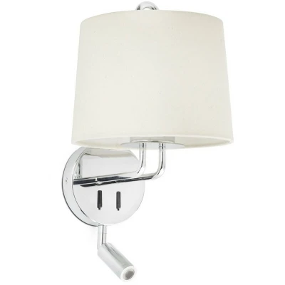 Image of Montreal Chrome, Beige Shade Wall Lamp With Reading Light
