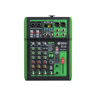 Image of D Debra 4 Channels Professional Audio Mixer with 99 DSP Digital Effects USB MP3 Input 48V Phantom Power for DJ Console Home Karaoke Recording Studio (DI 4UX)