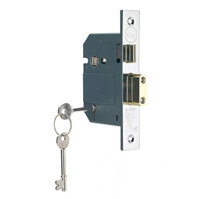 Image of Yale B BSSL 3.0 CH British Standard 5 Lever Mortice Sashlock, Boxed, Suitable for External Doors, Chrome Finish, 3 Inch/76 mm
