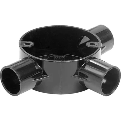 Image of Electrical Conduit System, 20mm Black PVC, Boxes, Bends, Tees and Accessories (20MM TEE BOX BLK)