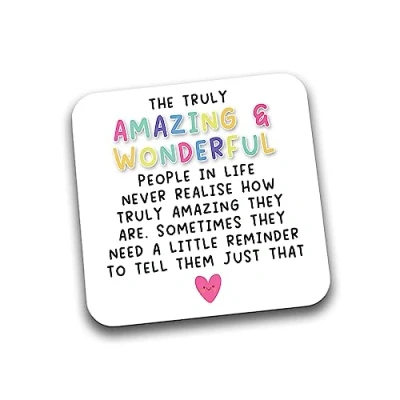 Image of Rib Ticklerz Friendship Coaster Birthday Gifts Truly Amazing And Wonderful Gift Thank You Positivity Bestie Colleague Mum Dad Sister Mate DC186