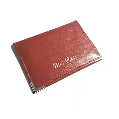 Image of Lorenz Leather Effect Grained PU Bus Pass Cover Holder with Zip up Coin Pocket Brown