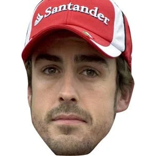 Image of FoxyPrinting Fernando Alonso Formula1 Celebrity Cardboard Party Face Mask Fancy Dress