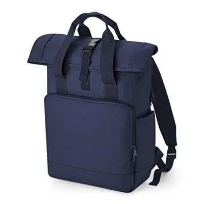 Image of BagBase BG118L Recycled Twin Handle Roll Top Laptop Backpack Navy Dusk