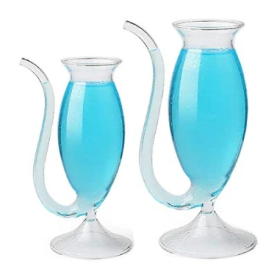 Image of Brandy Pipe Sipping Glass Port Sipper Wine Cup Mug with Drinking Tube Straw Transparent