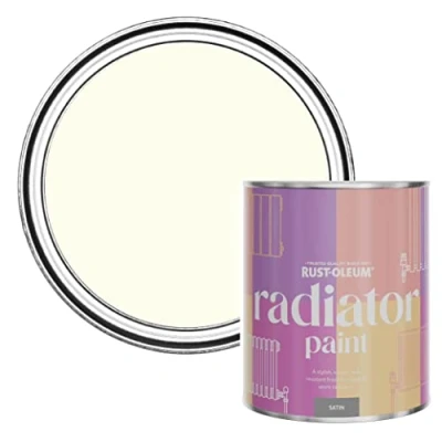 Image of Rust Oleum White Heat Resistant Radiator Paint in Satin Finish Antique 750ml