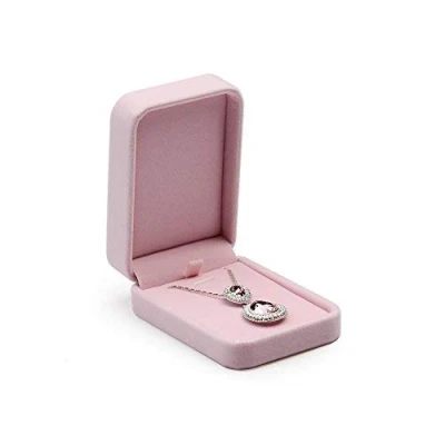 Image of Oirlv Velvet Necklace Box Pendant Gift Pink Display for Birthday Engagement Wedding Christmas(Pendant Box)