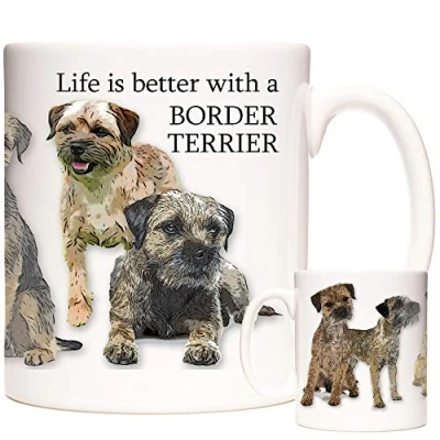 Image of 11OZ Mug Border Terrier Gift, Life is Better with A Dog, Ceramic Gift Mug. Dishwasher Safe