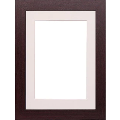 Image of Black Dark oak Plum Mahogany Flat Wooden Effect Photo Picture Frame Poster Frames With Ivory Mount (16&quot;x12 for Size 12&quot;x10&quot;, Mahogany)