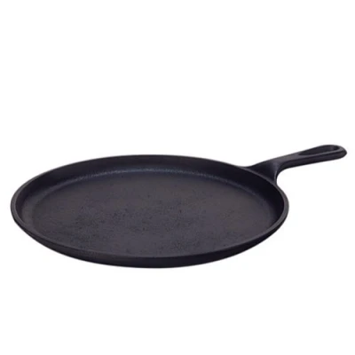 Image of Vintage Gourmet Pre Seasoned Cast Iron Round Griddle Crepe Frying Pan