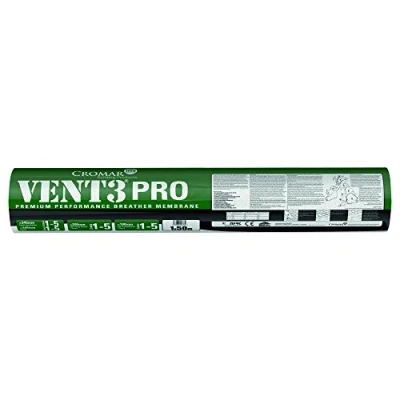 Image of Cromar Building Products Vent 3 Pro 1m x 50m Breathable Roofing Underlay, Green, 1 m