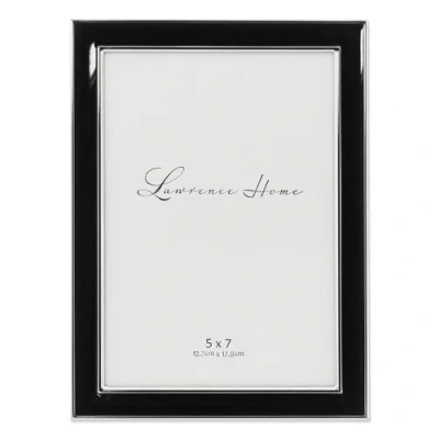 Image of Lawrence 586057 Silver Plated 5x7 Metal with Black Enamel Picture Frame