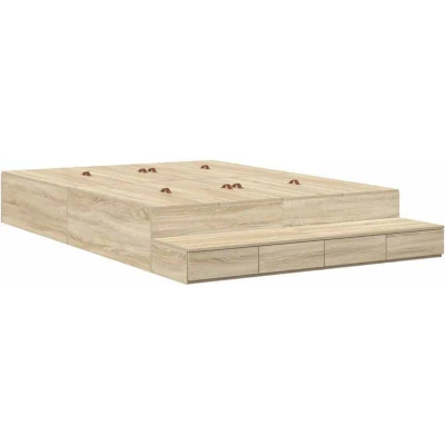 Image of vidaXL Storage Bed Frame Sonoma Oak 160x200 cm