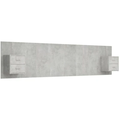 Image of Bed Headboard with Cabinets Concrete Grey Engineered Wood Vidaxl