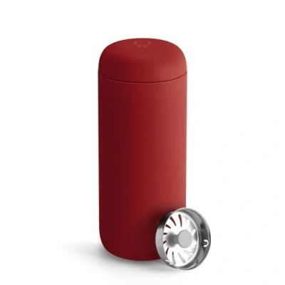 Image of Fellow 16 oz Carter Move Travel Mug Vacuum Insulated Stainless Steel Coffee Tumbler with Ceramic Interior and Splash Guard Red