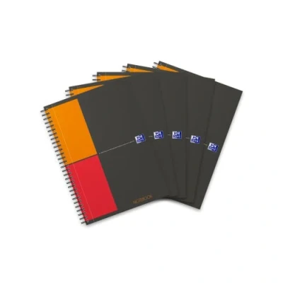 Image of Oxford Notebook International B5, Squared, 160 Pages, Sturdy Cardboard Cover, Pack of 5