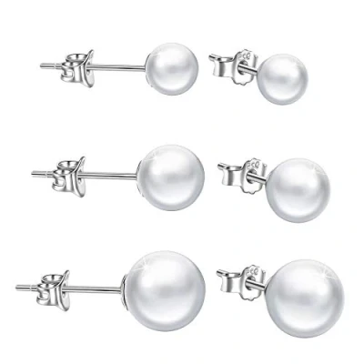 Image of Yumilok 3 PCS Simulated Freshwater Pearl Stud Earrings Sets Hypoallergenic Round Ball Set