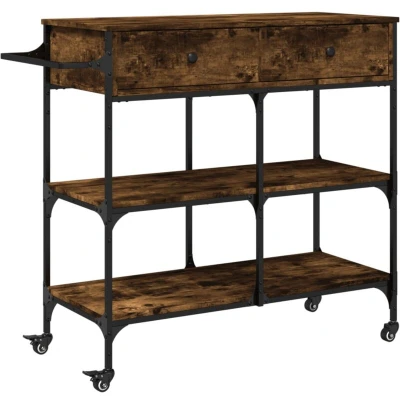Image of vidaXL Kitchen Trolley Smoked Oak 105x42x95 cm Engineered Wood
