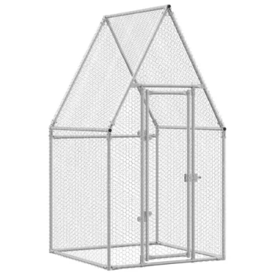 Image of vidaXL Galvanised Steel Chicken Cage 100x100x190 cm Weather Resistant Roof, Lockable Security, Spacious Design for Poultry and Small Animals