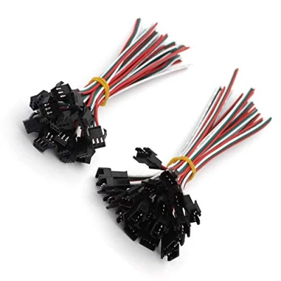 Image of YIXISI 20 Pairs JST SM 3 Pin 2.54mm Pitch Plug Male and Female Connector Adapter with 150mm Electrical Cable Wire for LED Light