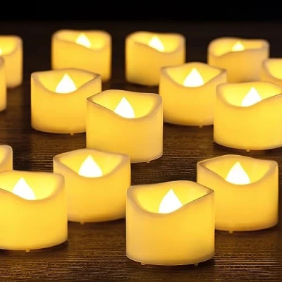 Image of Yakpo 48 Pack 3.8cm x 3cm Tea Lights Candles Battery Operated, Flameless Flickering LED Tealights Electric Realistic Flicker Votive Bulk for Wedding Table Halloween Pumpkin Light Decorations