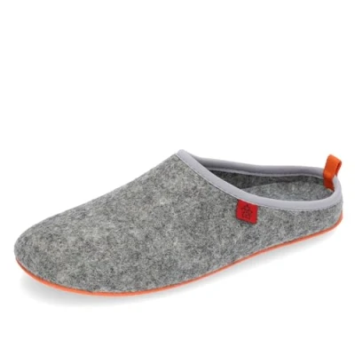 Image of Andrés Machado Unisex Home Slippers for Men &amp; Women Summer Winter Dynamic Made of Wool Felt Anti Slip Rubber Outsole Removable Insole Grey Orange Size UK 11/ 10/ EU 44