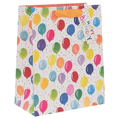 Image of Glick Luxury Gift Bag, Large Celebration Paper Salad Birthday Balloons Wrap 260x315x135mm, Multi Colour