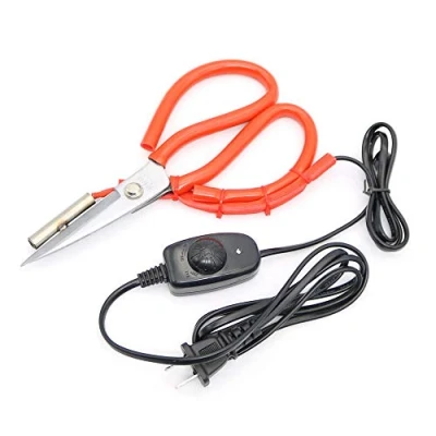 Image of Adjustable Temperature Control Electric Heating Tailor Scissors Cut Ribbon Tools