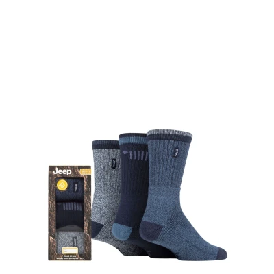 Image of Mens 3 Pair Jeep Terrain Leisure Socks Gift Box Navy / Sky 6 11