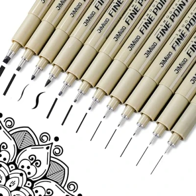 Image of MOLHEM 12 Pcs Fineliner Pens, Micron Black Drawing Pens with Different Line Widths, Fine Liner for Painting, Illustration,