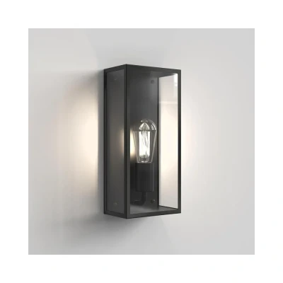 Image of Messina Outdoor LED Wall Lantern Textured Black IP44, E27