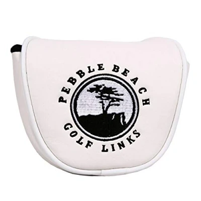 Image of SEACLOUD 1pcs Golf Cover Mallet Headcover Pebble Beach White with Magnetic Closure For Putter Club Head