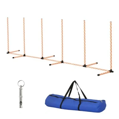 Image of PawHut Dog Agility Training Equipment Pet Play Run Obstacle w/Weaves Poles Whistle Carrying Bag Outdoor Games Exercise